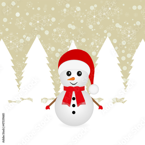 Snowman in a forest