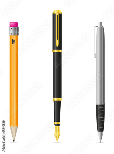 set icons pen and pencil vector illustration