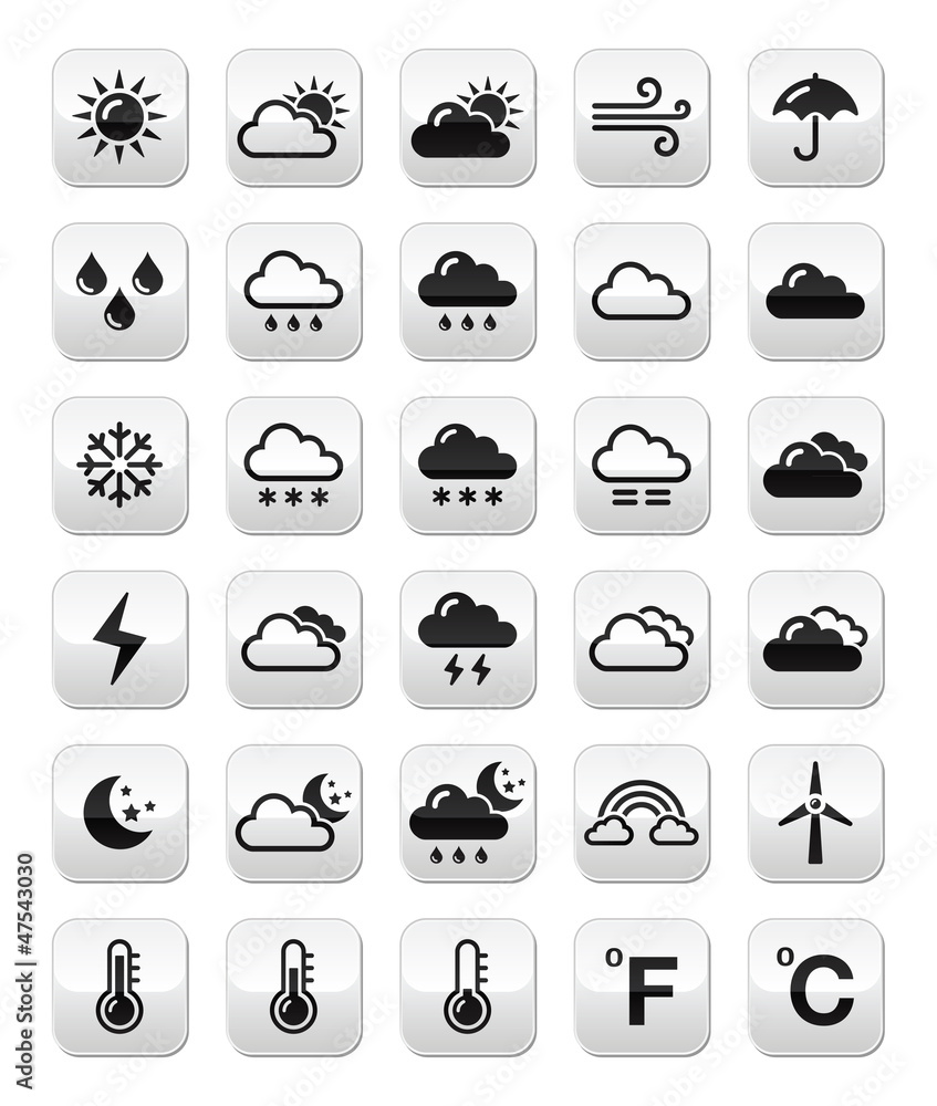 Weather forecast buttons set Weather forecast buttons set