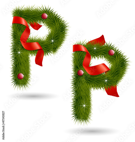 Christmas-related decorative alphabet P