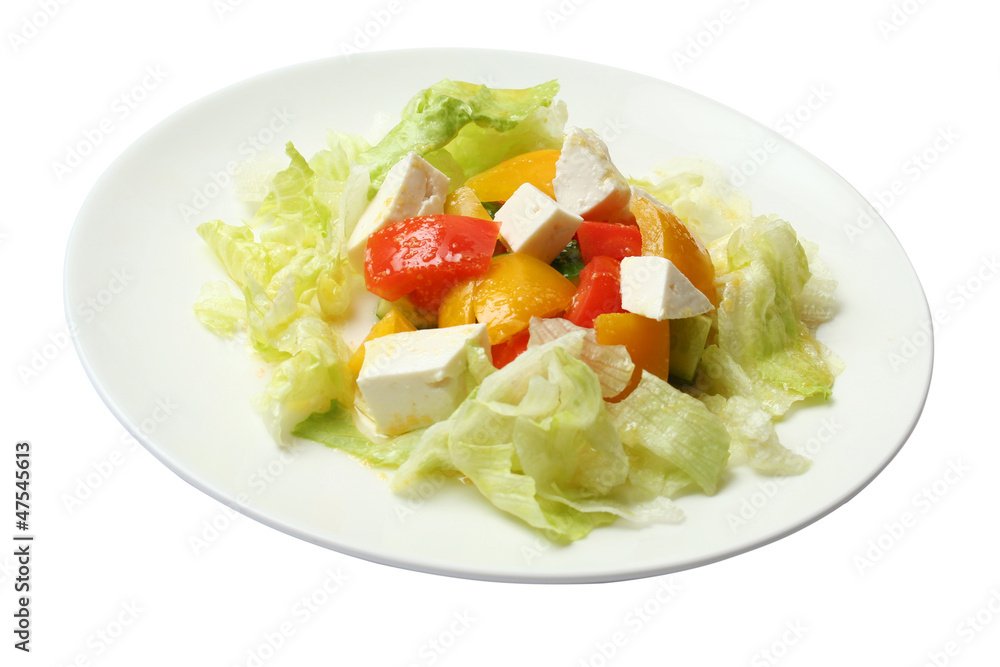 salad with cheese by a feta