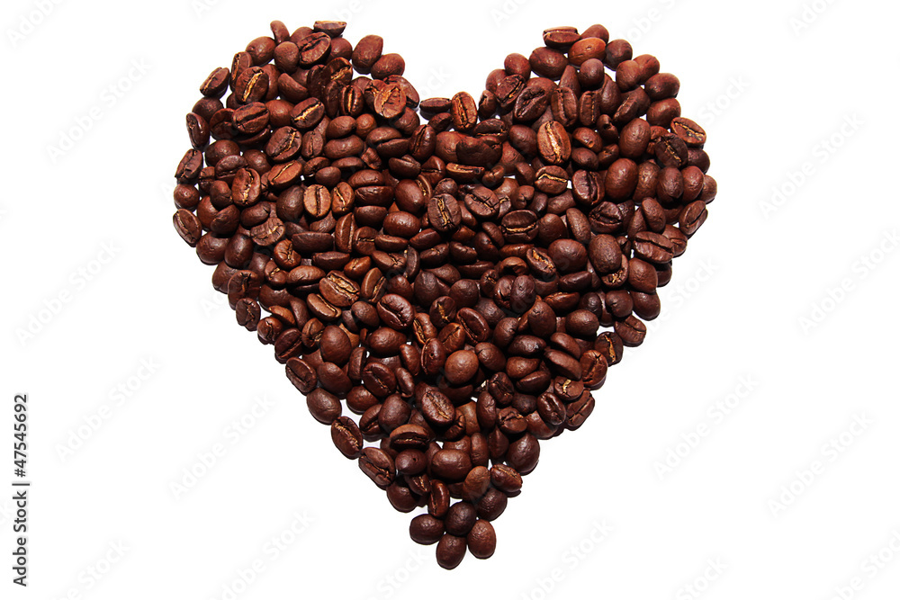 Heart from coffee bean on the white background Heart from coffee bean on the white background
