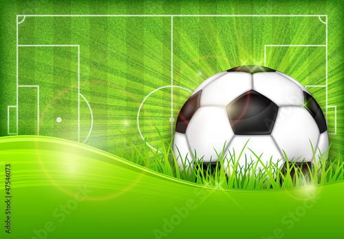 Ball on green field background