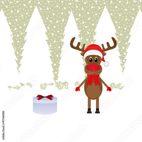 Christmas reindeer and gift