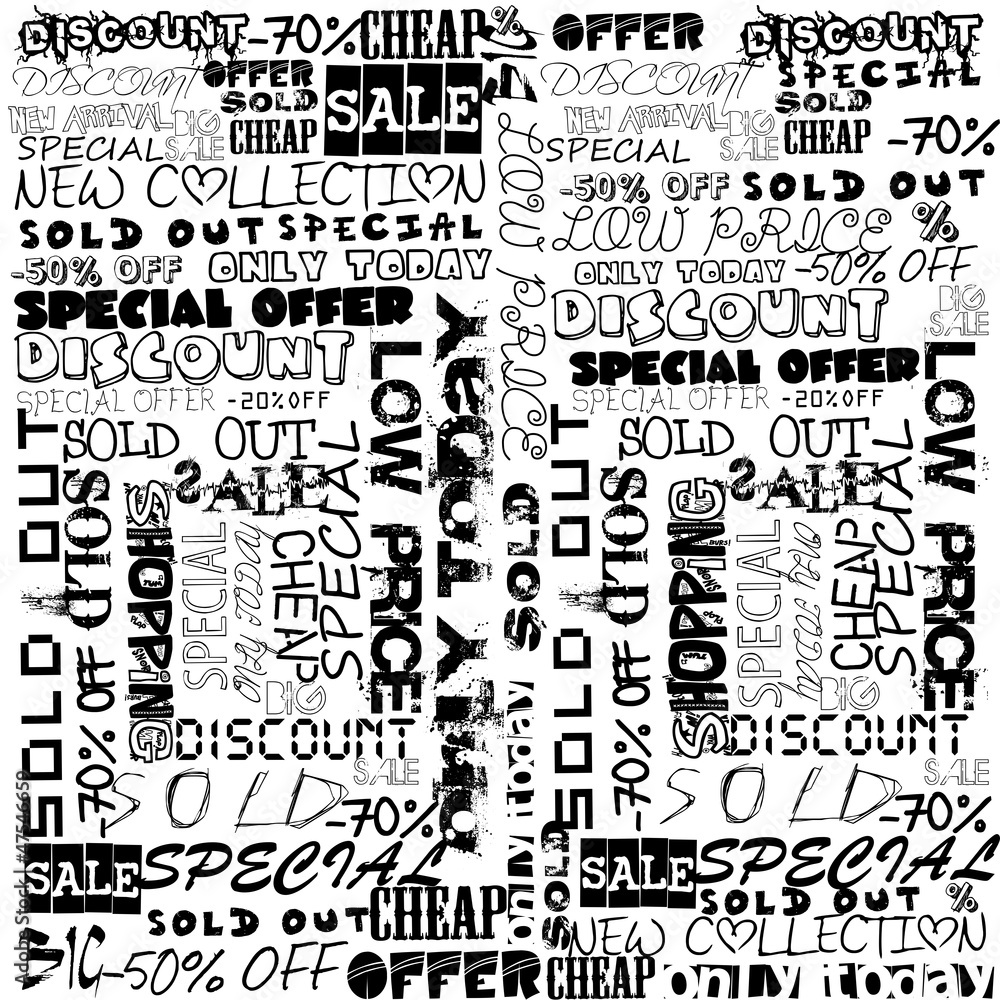 Background typography with sale terms Background typography with sale terms