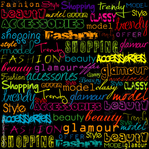 Colored typoghraphy with fashion words photo