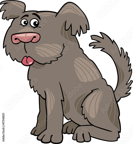 Sheepdog shaggy dog cartoon illustration