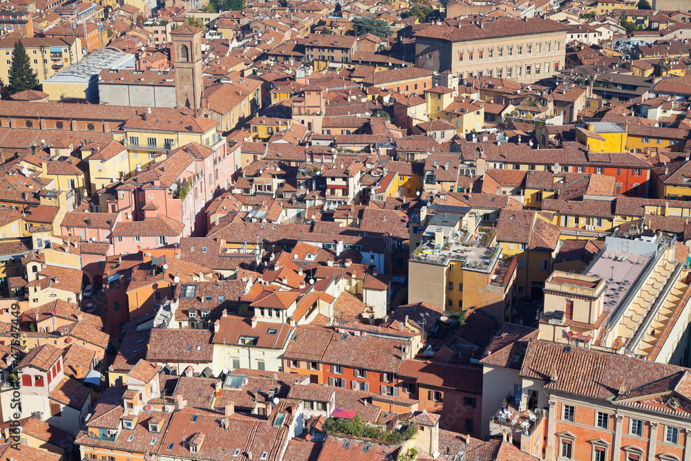 view from Asinelli Tower on Bologna downtown