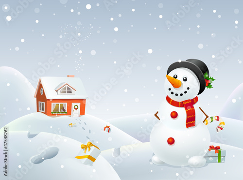 Christmas snowman helps Santa