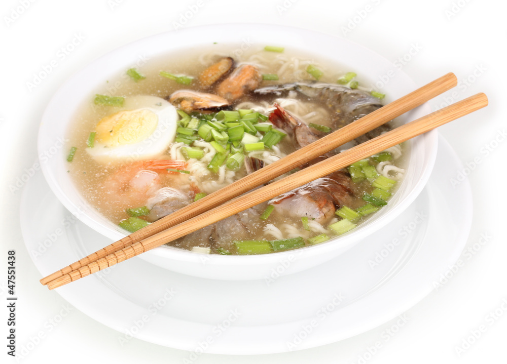 Chinese soup isolated on white
