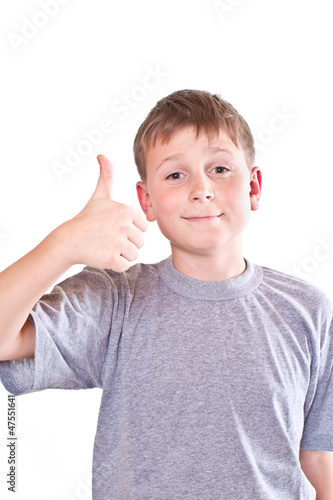 boy teen shows cool hand sign