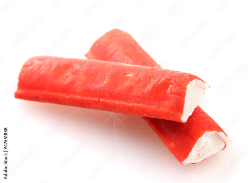 Crab sticks, isolated on white Crab sticks, isolated on white