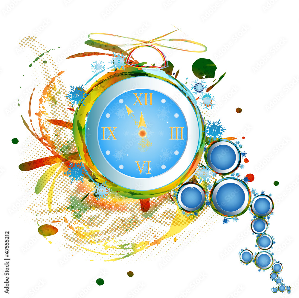 Obraz premium New Years clock on a abstract background