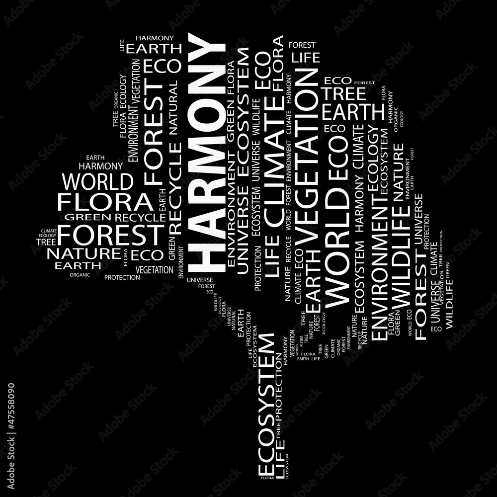 Conceptual white tree of text as wordcloud isolated on black Conceptual white tree of text as wordcloud isolated on black