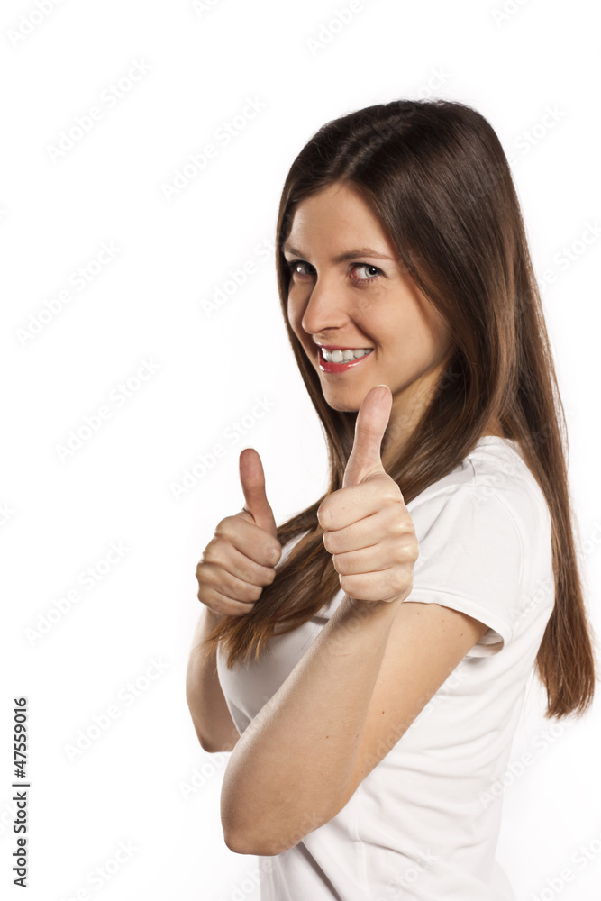 portrait of beautiful woman with okay sign portrait of beautiful woman with okay sign