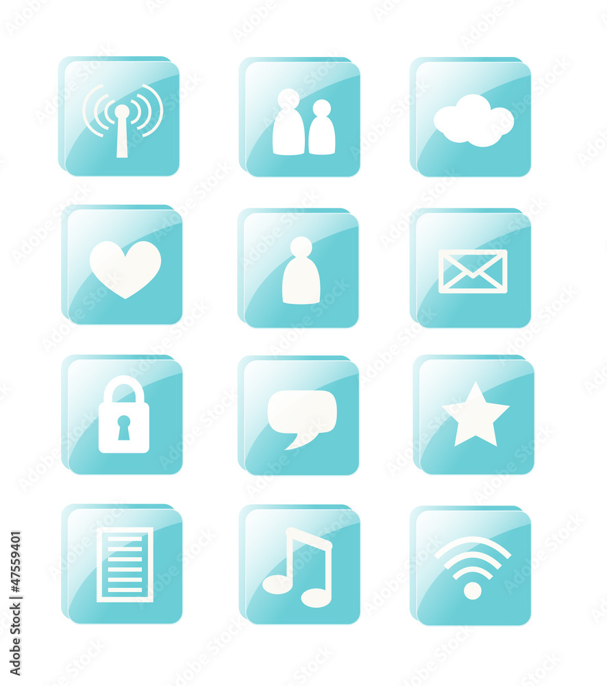 Blue vector social web buttons Blue vector social web buttons