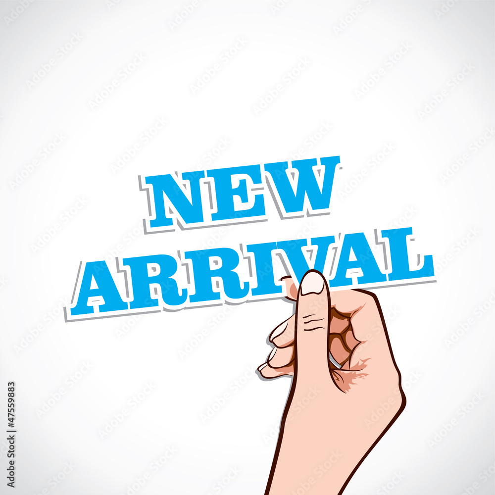 hand show the new arrival sticker stock vector hand show the new arrival sticker stock vector