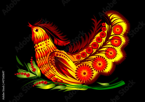 Bird on decorative flowers vector eps10