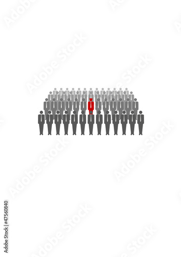 Vector illustration of red devil in crowd