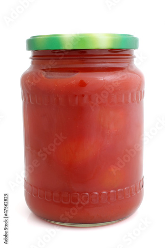 Cherry tomatoes canned in glass jar