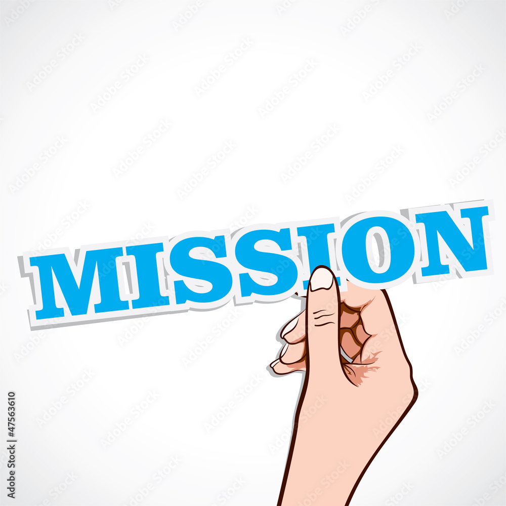 mission word in hand stock vector mission word in hand stock vector