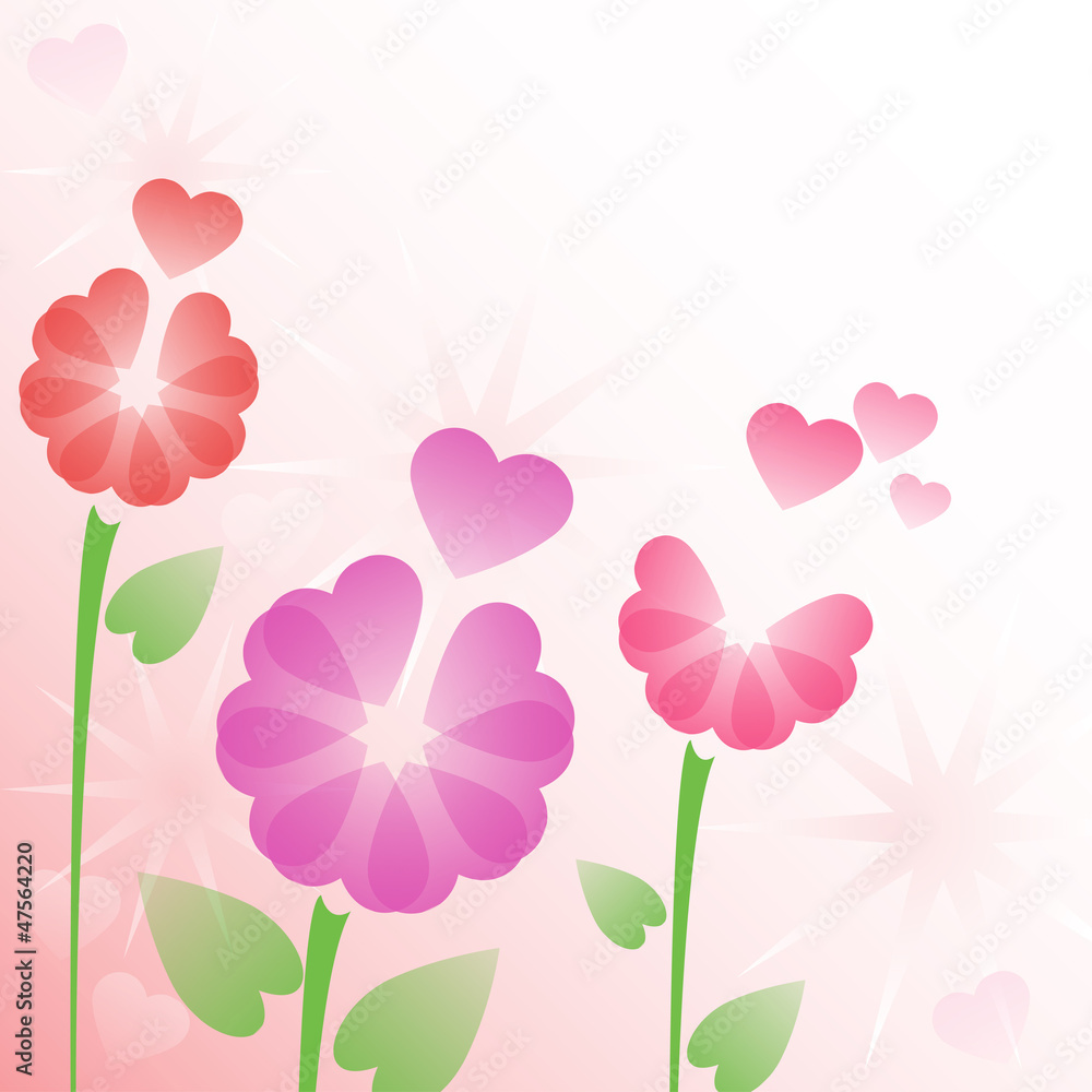 floral background with hearts