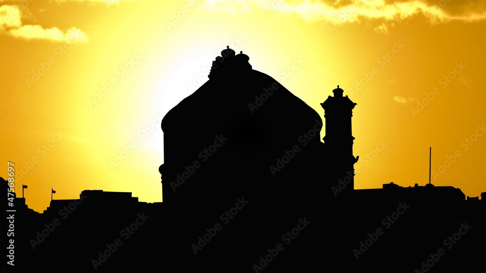 Malta The Mosta Rotunda golden sunset Malta The Mosta Rotunda golden sunset