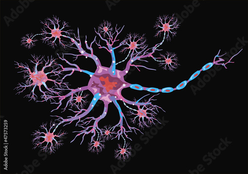 schematic illustration of the neuron on a black background