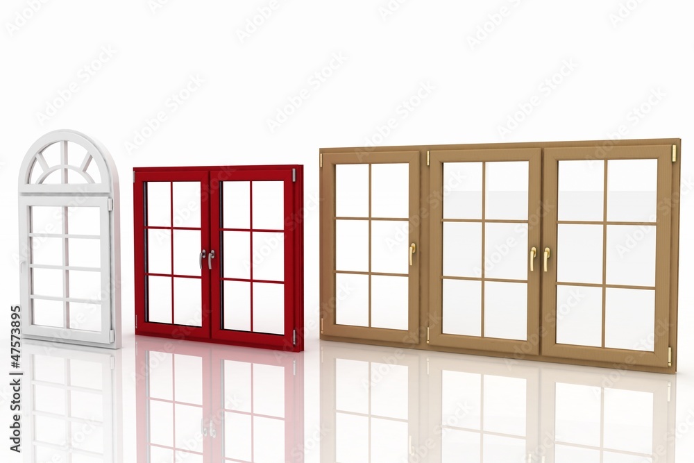 3d illustration of closed plastic windows on white 3d illustration of closed plastic windows on white
