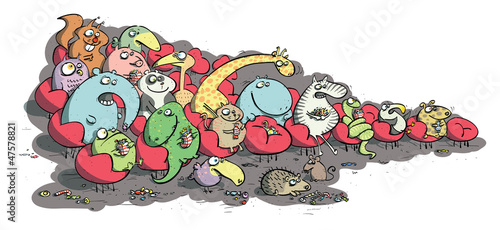 Animals in Cinema Eating Sweets