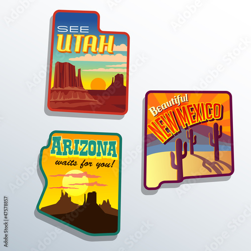 United States Arizona New Mexico Utah sticker designs