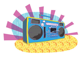 Fotobehang Pop art Retro boombox in popart stijl  © ivook