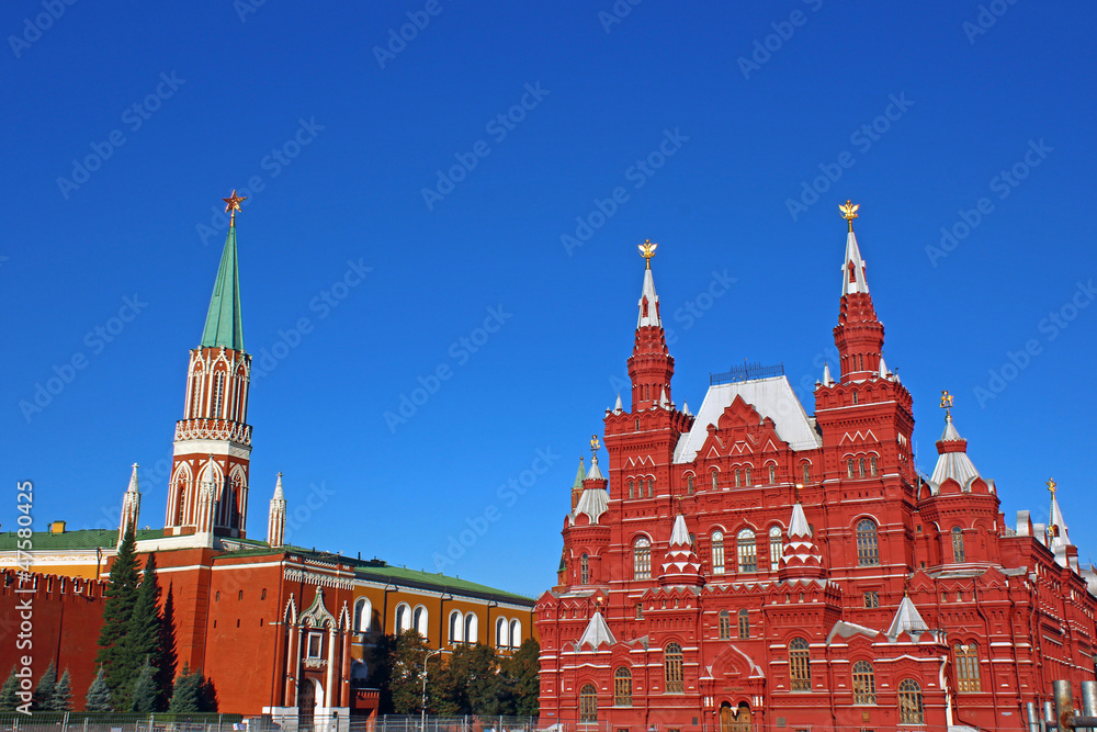 Moscow Kremlin and Historical Museum on Red Square