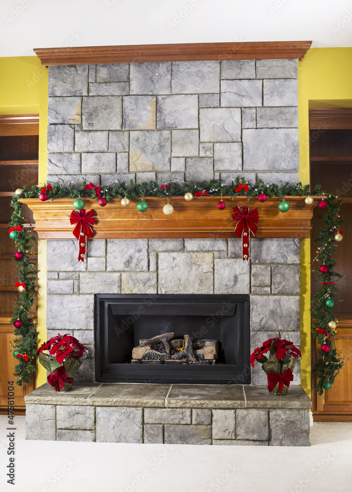 Fototapeta premium Cozy warm fireplace for the holidays