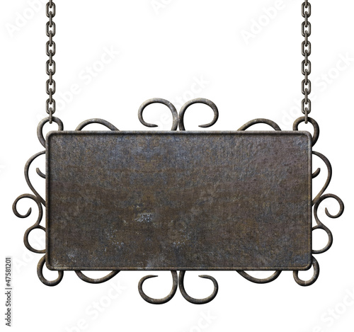 metal signboard hanging on ...