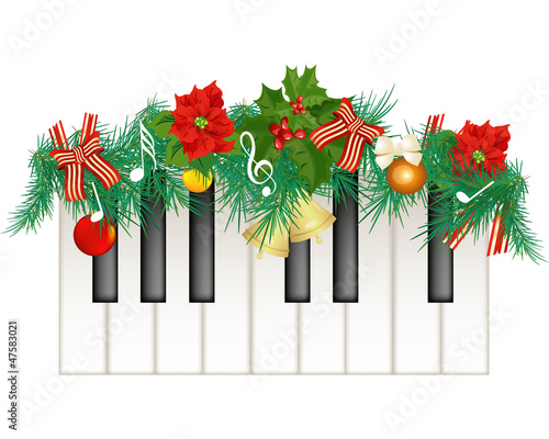 Pianoforte con decorazione natalizia