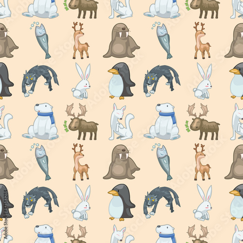 seamless winter animal pattern