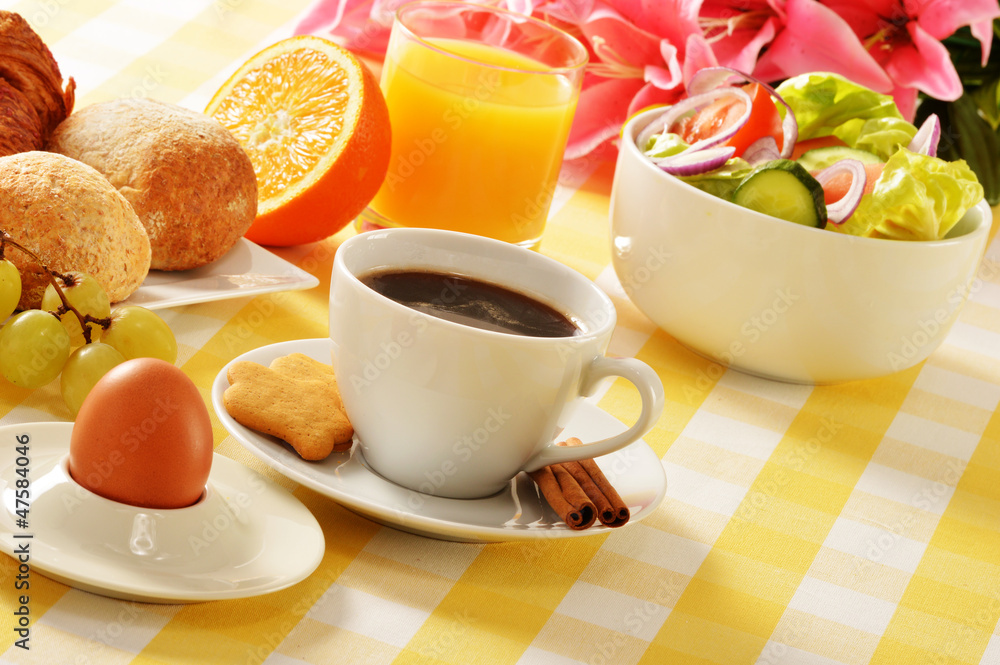 Composition with breakfast on the table Composition with breakfast on the table