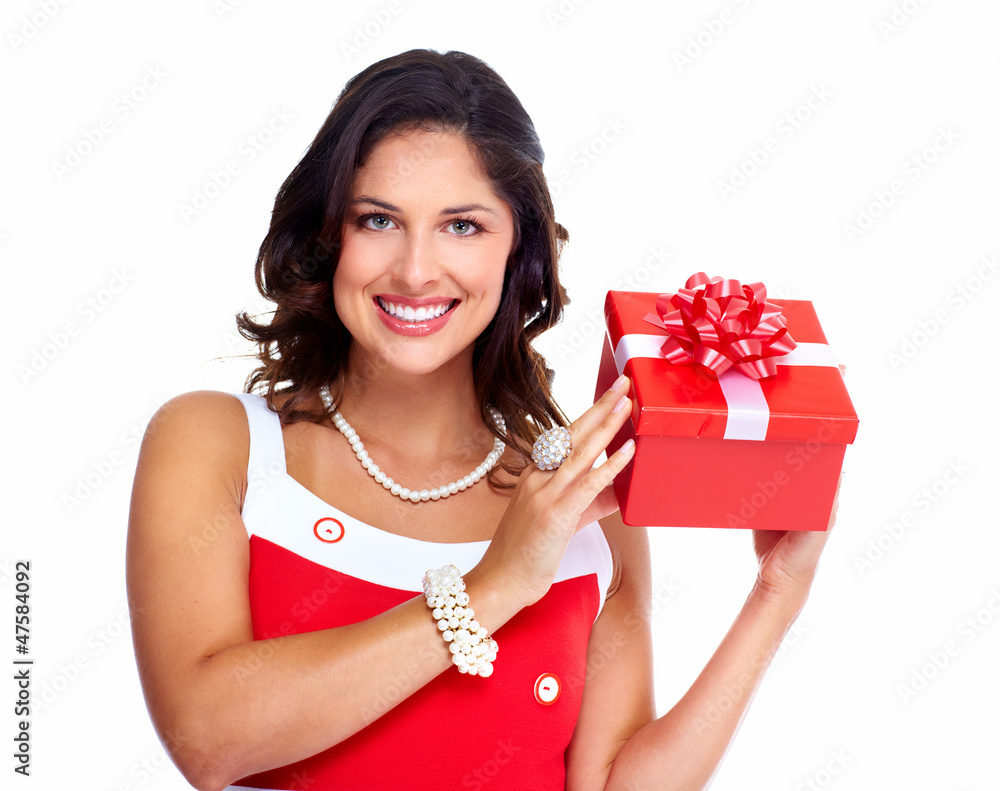 Beautiful young girl with a Christmas present. Beautiful young girl with a Christmas present.