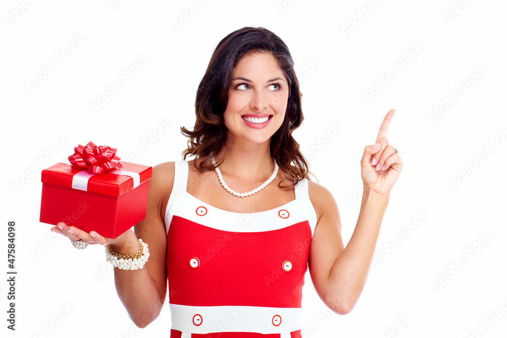 Beautiful young girl with a Christmas present. Beautiful young girl with a Christmas present.