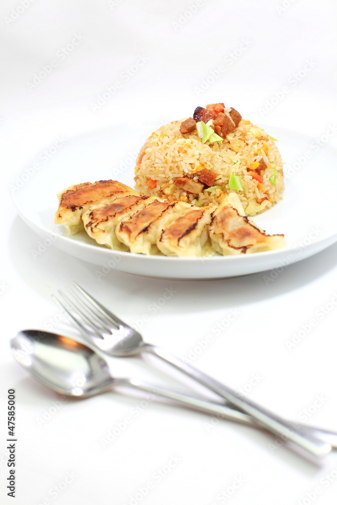 Fried rice with Fried dumplings set Fried rice with Fried dumplings set