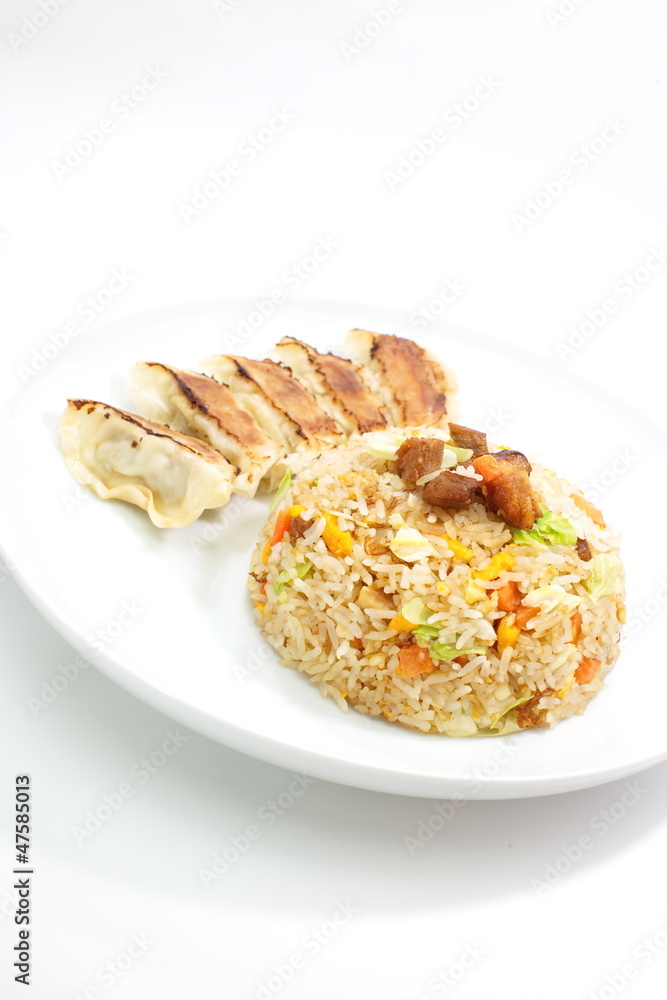 Fried rice with Fried dumplings set Fried rice with Fried dumplings set