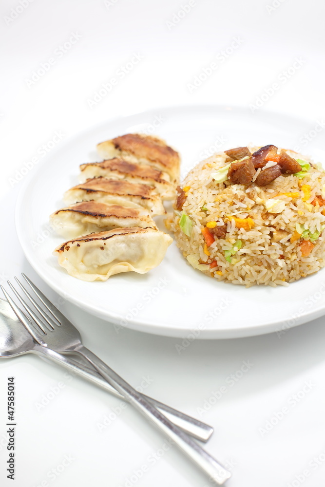 Fried rice with Fried dumplings set Fried rice with Fried dumplings set