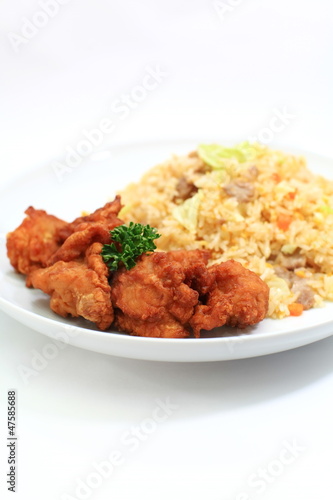 Fried rice and fried chicken