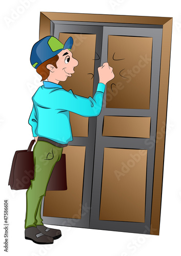 Salesman Knocking on a Door, illustration