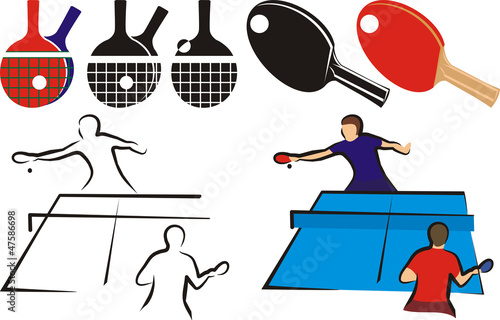 table tennis - equipment and sihouette