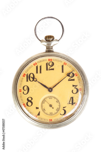 old style pocket watch, isolated on white