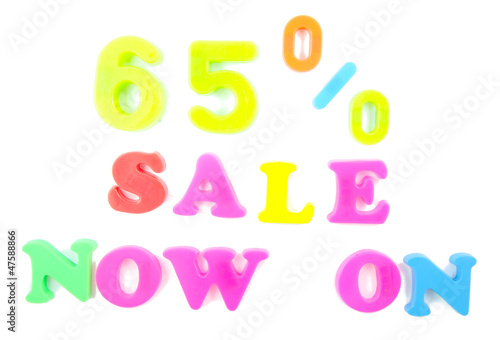 65  sale now on written in fridge magnets