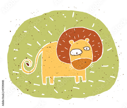 Fototapeta Naklejka Na Ścianę i Meble -  Hand drawn grunge illustration of cute lion