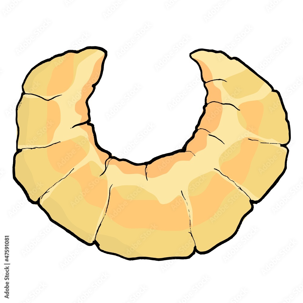 hand drawn, vector illustration of a croissant hand drawn, vector illustration of a croissant
